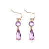 Goldtone & Purple Crystal Faceted Circular and Teardrop Drop Earrings