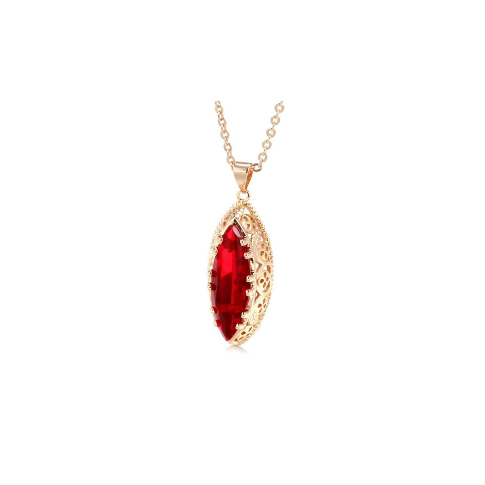 Goldtone & Red Cubic Zirconia Marquis Pendant Necklace - White