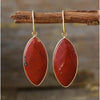 Goldtone & Red Jasper Marquis Drop Earrings