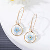 Goldtone & Transparent Blue Flower Circular Drop Earrings