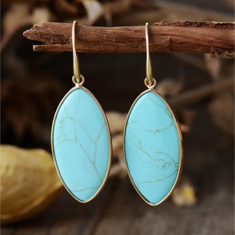 Goldtone & Turquoise Marquis Drop Earrings