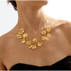 Goldtone adjustable Leaf collar necklace - White