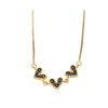 Goldtone dainty Tripe Heart Necklace with CZ - White