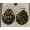 Goldtone, Aqua Fuchsia Crystal Circular Ear Jackets