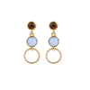 Goldtone, Blue Brown Circular Drop Earrings