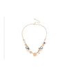 Goldtone, White Black Floral Necklace