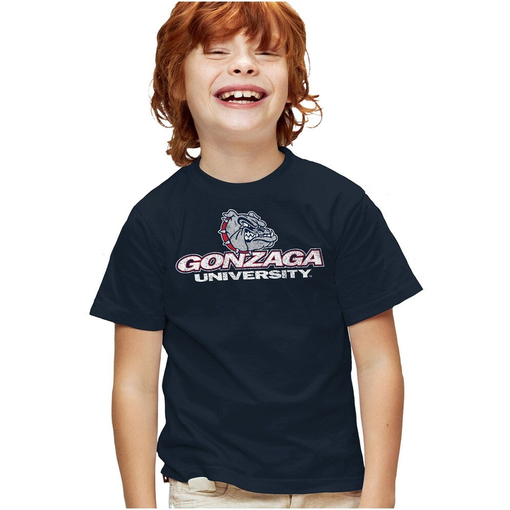 Gonzaga University Distressed Primary Kids T Shirt for Youth Boys and Girls