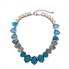 Gradient Blue Crystal Geometric Necklace - White