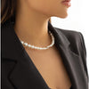 Graduated Imitation Pearl Choker Necklace - White