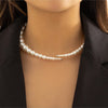 Graduated Imitation Pearl Choker Necklace - White