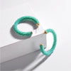 Green Beaded Hoop Earrings