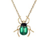 Green Beetle Pendant Necklace - White