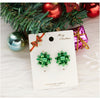 Green Christmas Wrapping Bow Stud Earrings