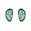 Green Crystal Goldtone Oval Stud Earrings