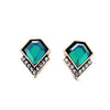 Green Crystal Hexagon Stud Earrings