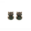 Green Crystal Owl Stud Earrings