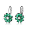 Green Cubic Zirconia Flower Drop Earrings