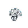 Green Cubic Zirconia & Sterling Silver Peacock Charm