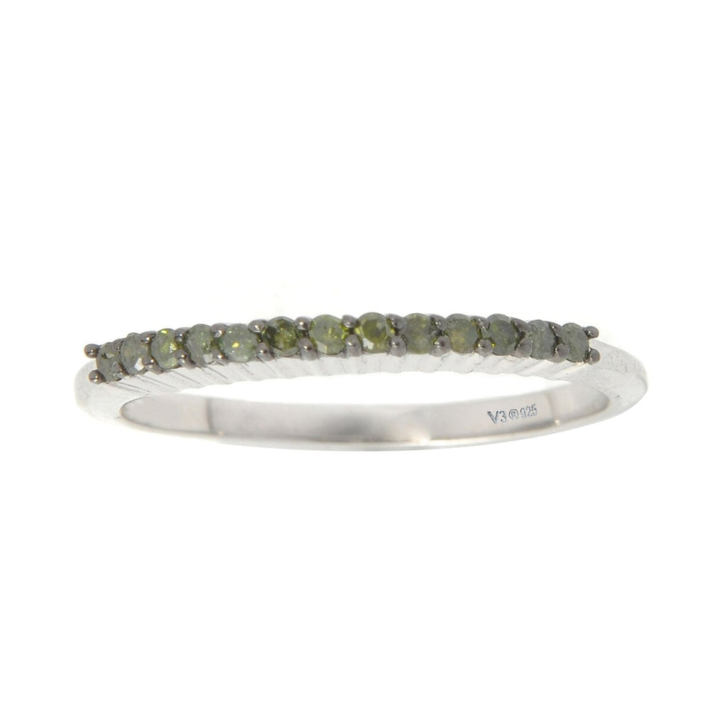 Green Diamond Sterling Silver Stackable Band Ring