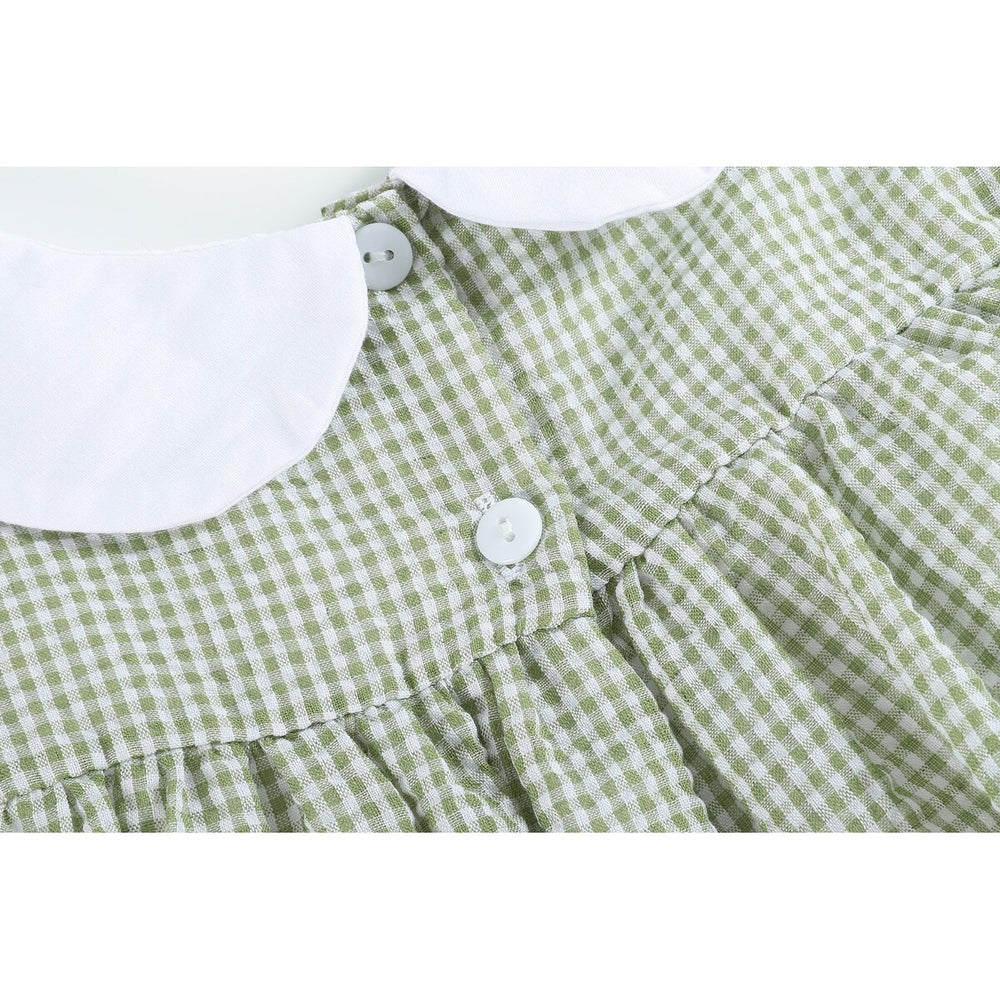 Green Gingham Pumpkin Peter Pan Collar Dress