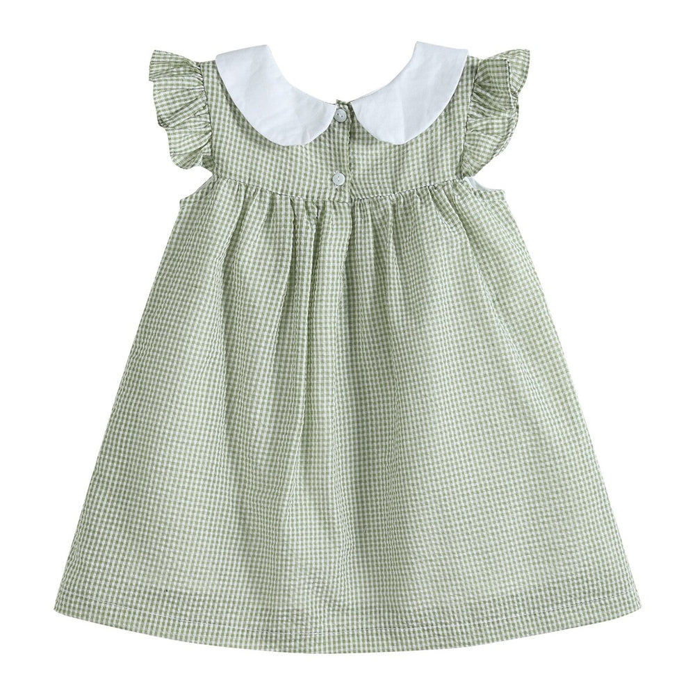 Green Gingham Pumpkin Peter Pan Collar Dress