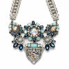 Green Multi Colored Crystal Statement Necklace - White