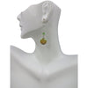 Green Olive Coin Pearl Drop Down Earrings