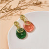 Green Pink Mis Matched Drop Earrings