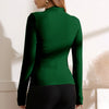 Green Ruched Mock Neck Long Sleeve T-Shirt