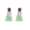 Green Tassel Drop Earrings