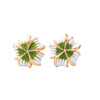 Green White Floral Stud Earrings