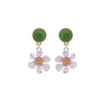 Green White Flower Drop Earrings