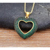 Green & Black Cubic Zirconia Open Heart Pendant Necklace - White