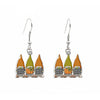 Green & Orange Gnomes With Pumpkins Drop Earrings