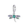 Green & Pink Cubic Zirconia Dragonfly Charm