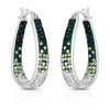 Green and White Inside Out Crystal Hoop Earrings For Women - Green and White