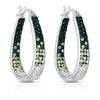 Green and White Inside Out Crystal Hoop Earrings For Women - Green and White