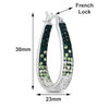 Green and White Inside Out Crystal Hoop Earrings For Women - Green and White