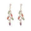 Green, Pink Purple Crystal Drop Earrings