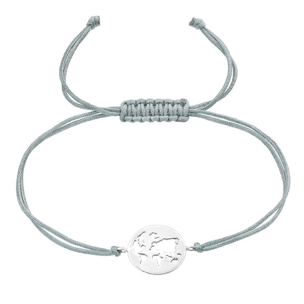 Grey Adjustable Sterling Silver World Bracelet