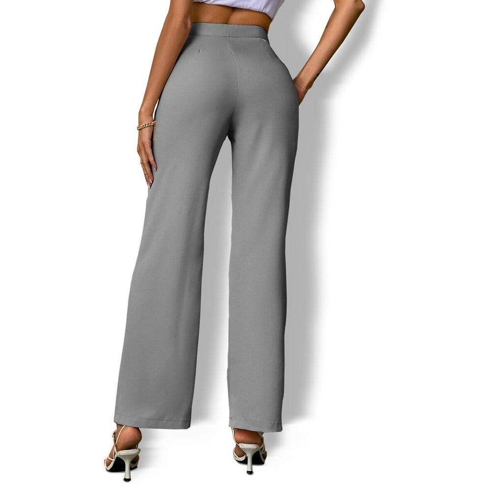 Grey Elastic Waist Bootcut Pants