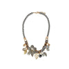 Grey Goldtone Statement Floral Necklace - White