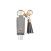 Grey Goldtone Tassel Hand Sanitizer Keychain With Empty Bottle