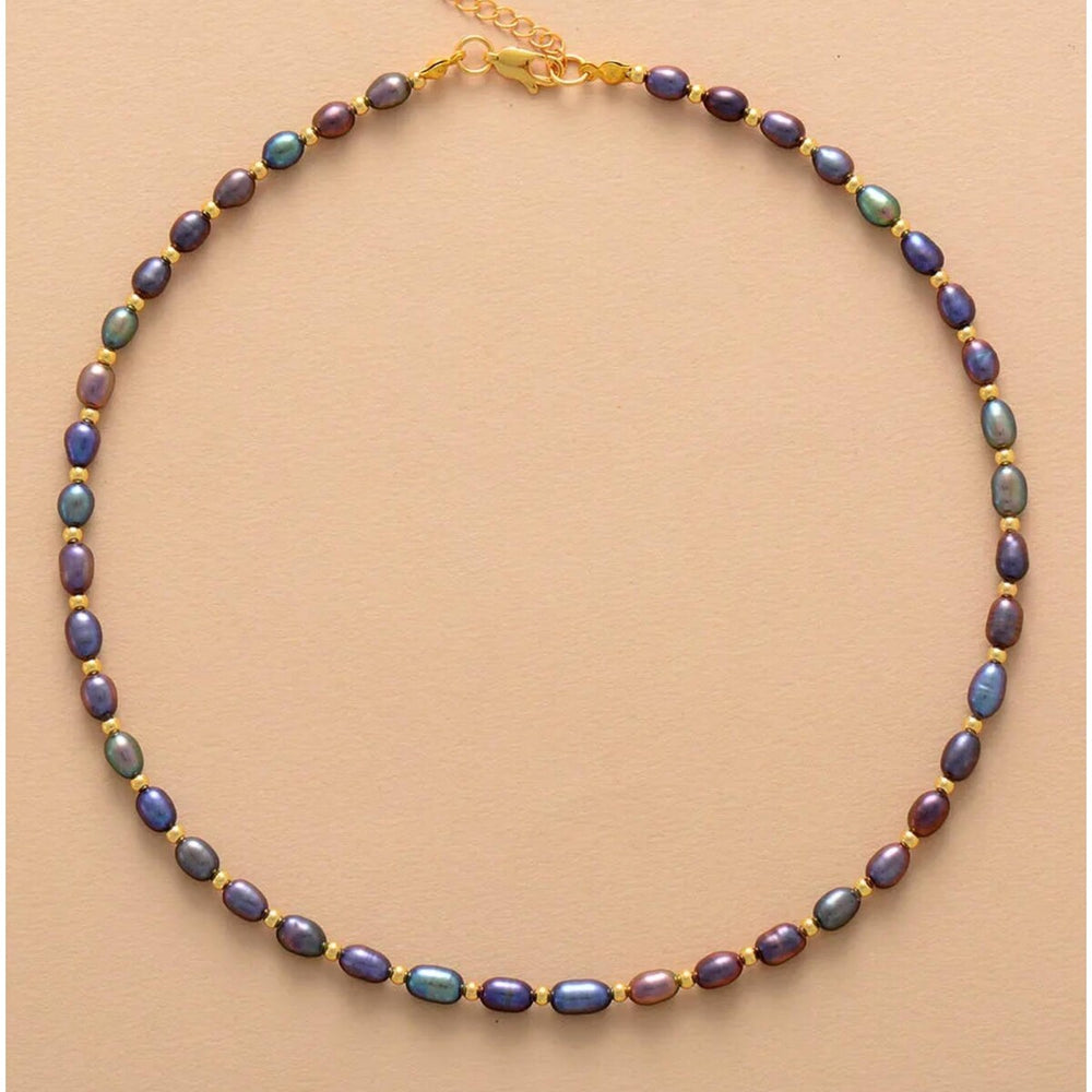 Grey Multi Colored Freshwater Pearl Choker Necklace - White