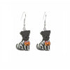 Grey Skeleton Puppy with Jack-O-Lantern Drop Earrings