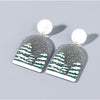 Grey Snowy Trees Drop Earrings