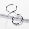 Grey, Black Blue Beaded Hoop Earrings