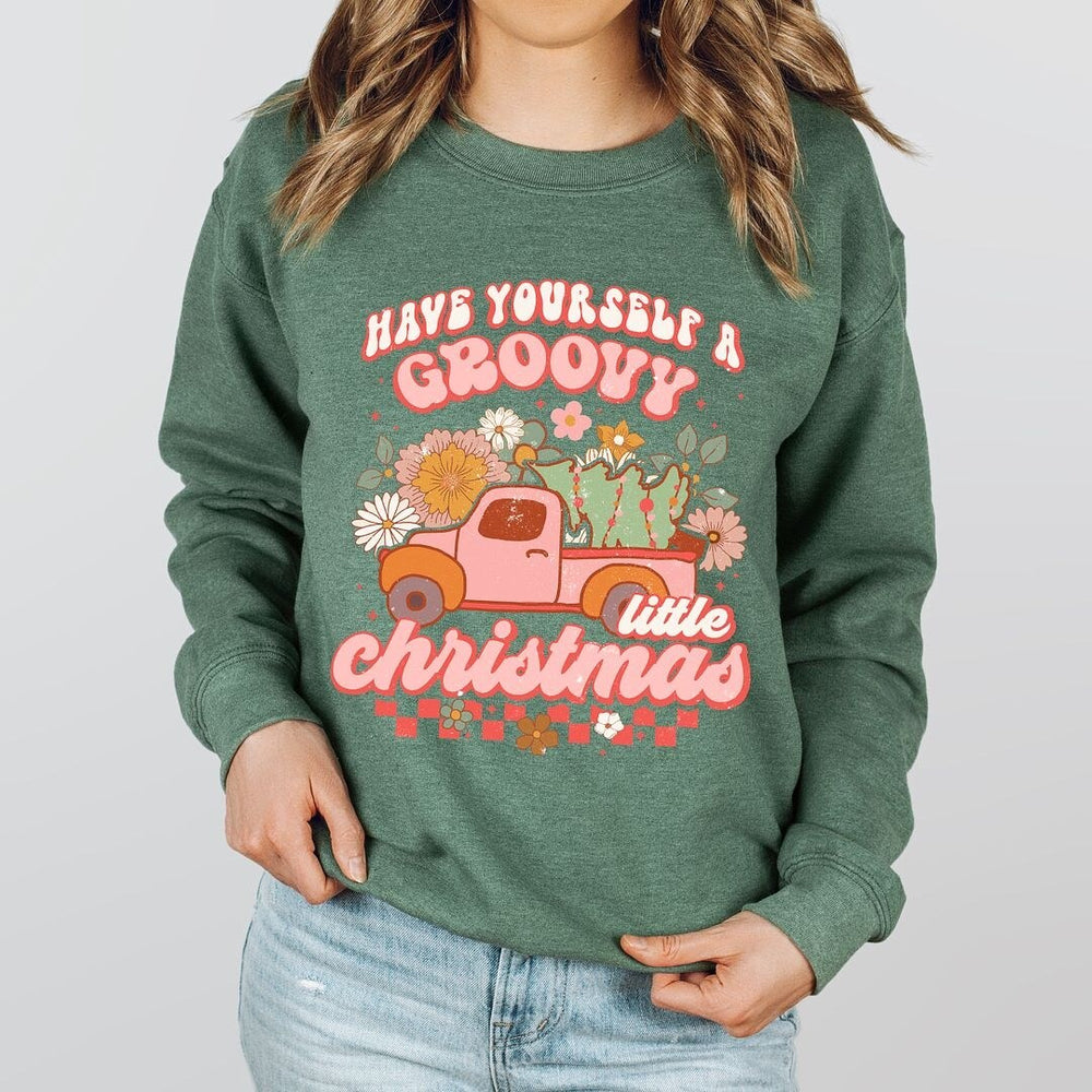 Groovy Little Christmas Truck Graphic Sweatshirt