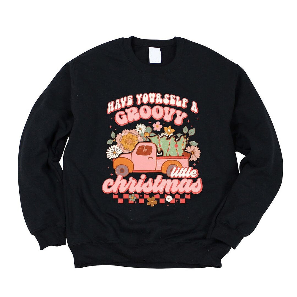 Groovy Little Christmas Truck Graphic Sweatshirt