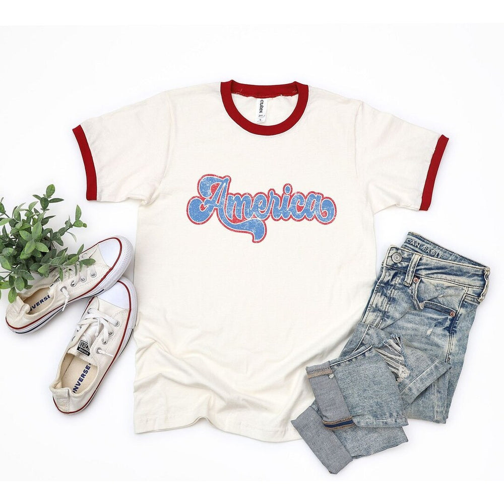 Grunge America Cursive Ringer Tee